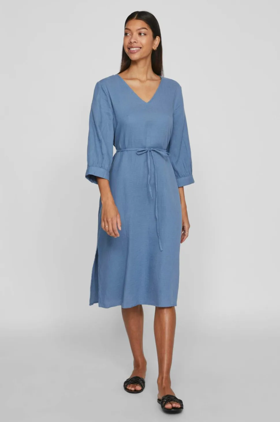 Vila Kjole viLania 3/4 V-neck Midi Dress